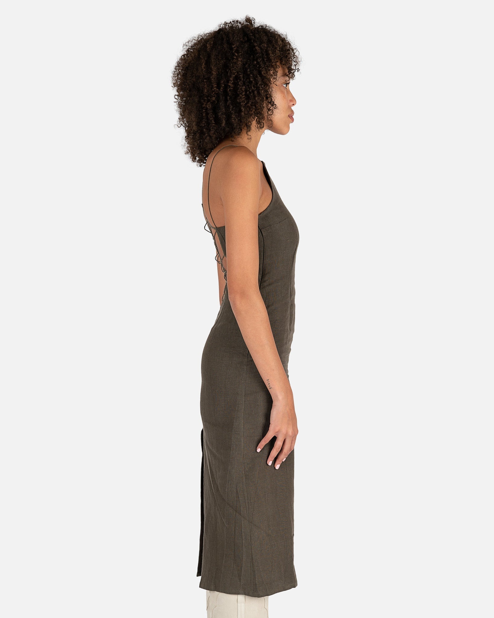 Maleek Spider Embroidery Midi Dress in Smoke Green – SVRN
