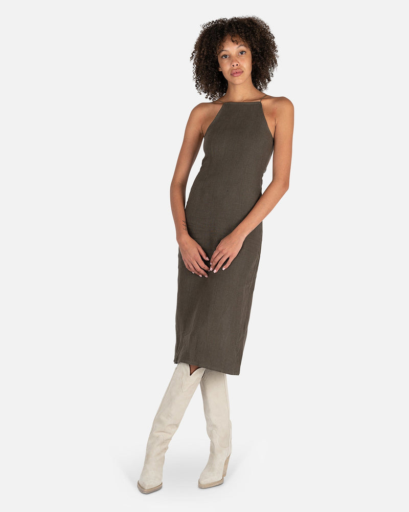 Maleek Spider Embroidery Midi Dress in Smoke Green SVRN Maleek Spider Embroidery Midi Dress in Smoke Green SVRN