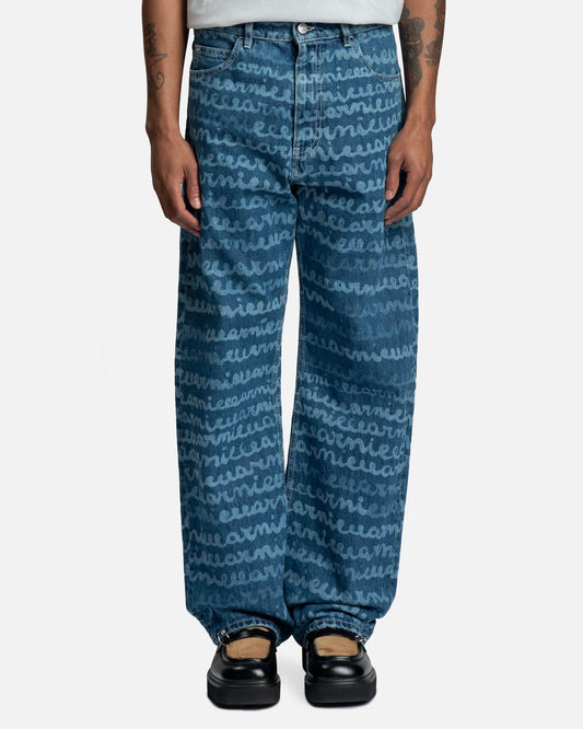 Marni Men's Pants Marni Logo Denim Trousers in Blue