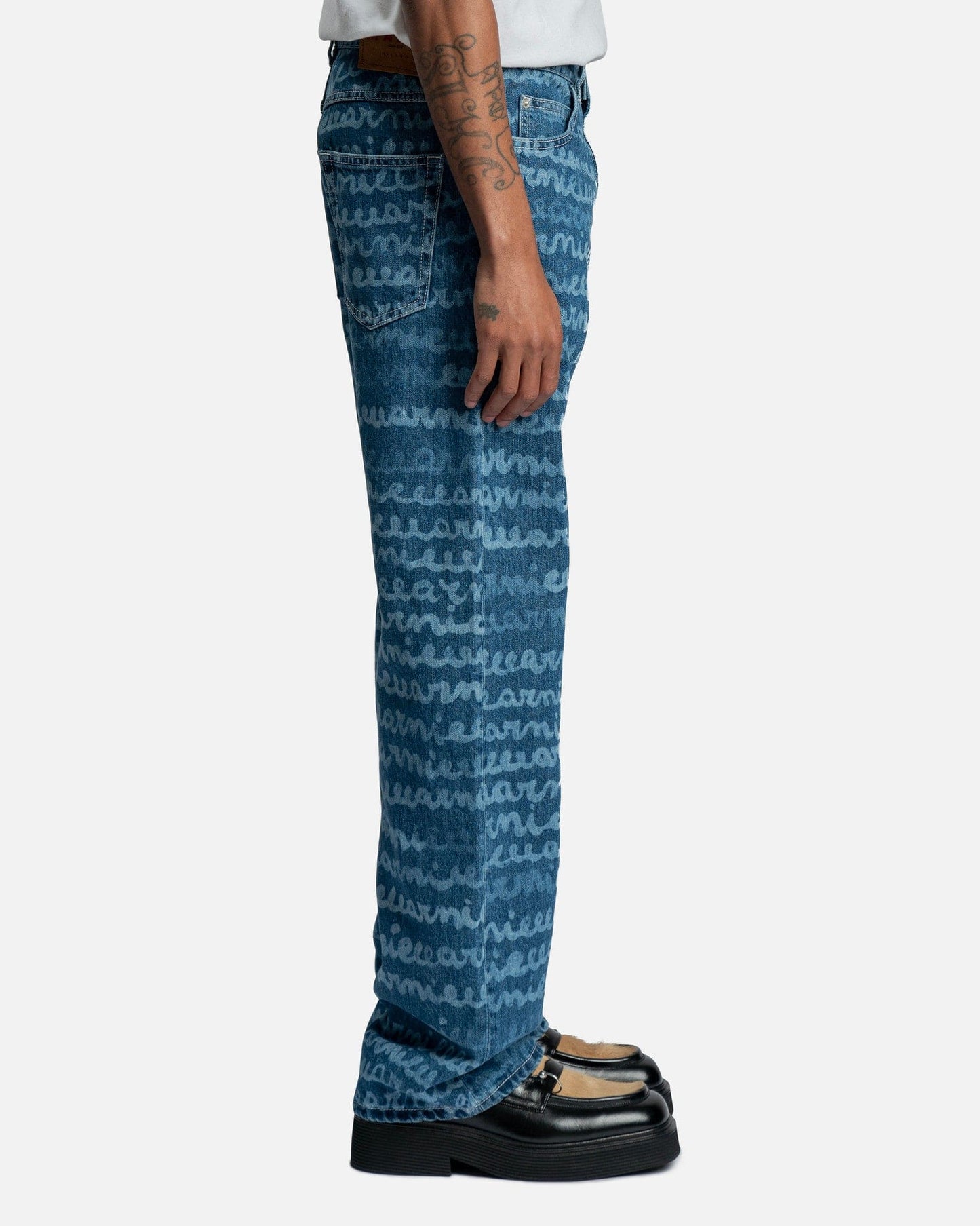 Marni Men's Pants Marni Logo Denim Trousers in Blue