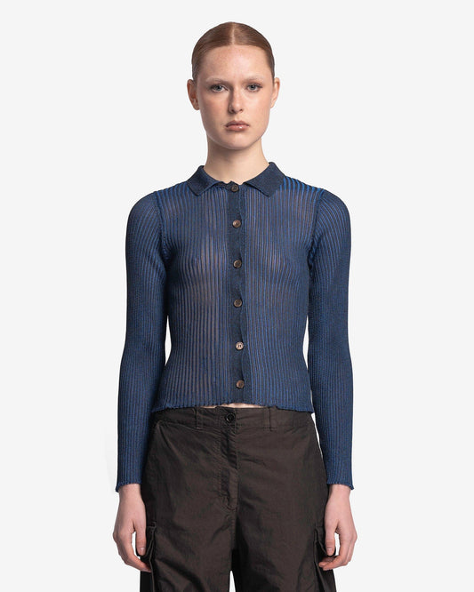 Our Legacy Women Tops Mazzy Polo in Onyx Sapphire Mix