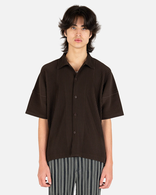 Homme Plissé Issey Miyake Men's Shirts MC April Shirt in Rembrandt Brown