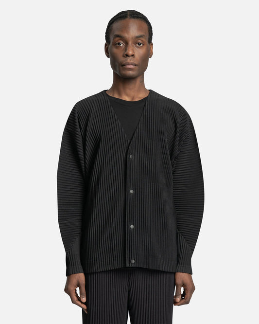 Homme Plissé Issey Miyake Men's Sweater MC February Cardigan in Black