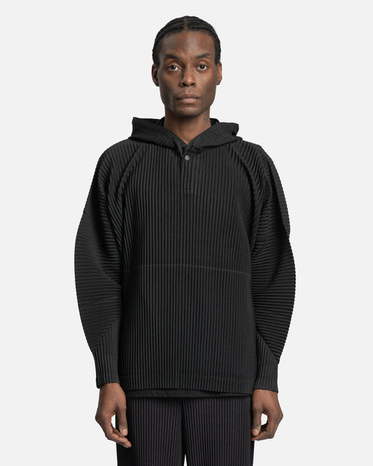 Homme Plissé Issey Miyake Men's Sweatshirts MC February Hoodie in Black