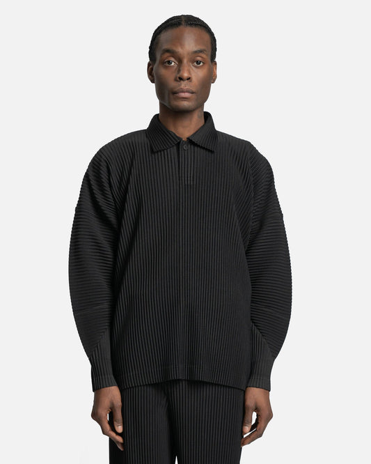 Homme Plissé Issey Miyake Men's Shirts MC February Long Sleeve Top in Black