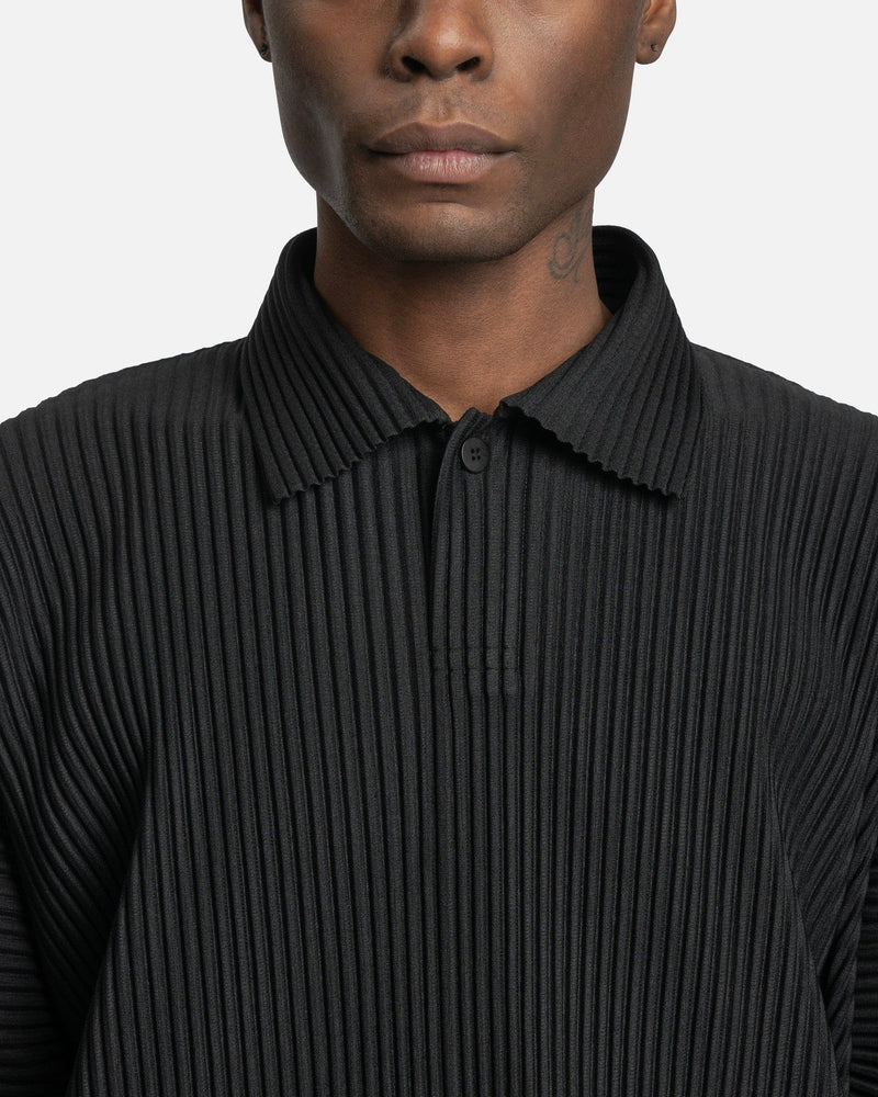Homme Plissé Issey Miyake Men's Shirts MC February Long Sleeve Top in Black