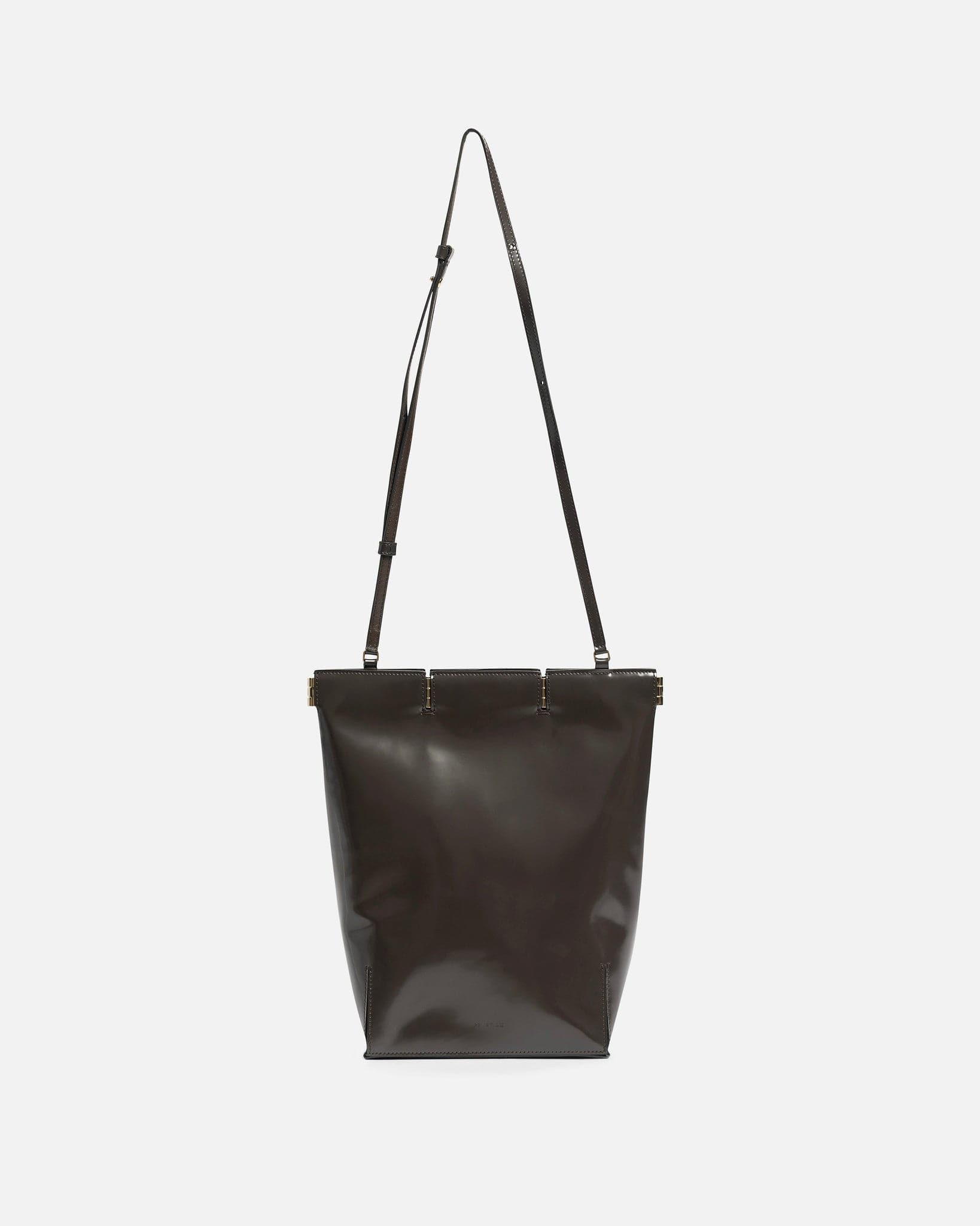 Peter Do Women Bags Medium Hinged Tote in Shiny Brown