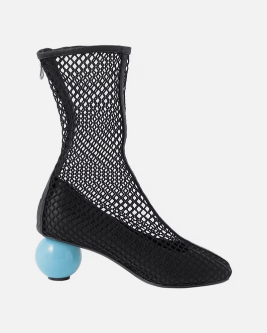 Maison Mihara Yasuhiro Women Heels Mesh Material Boot in Black