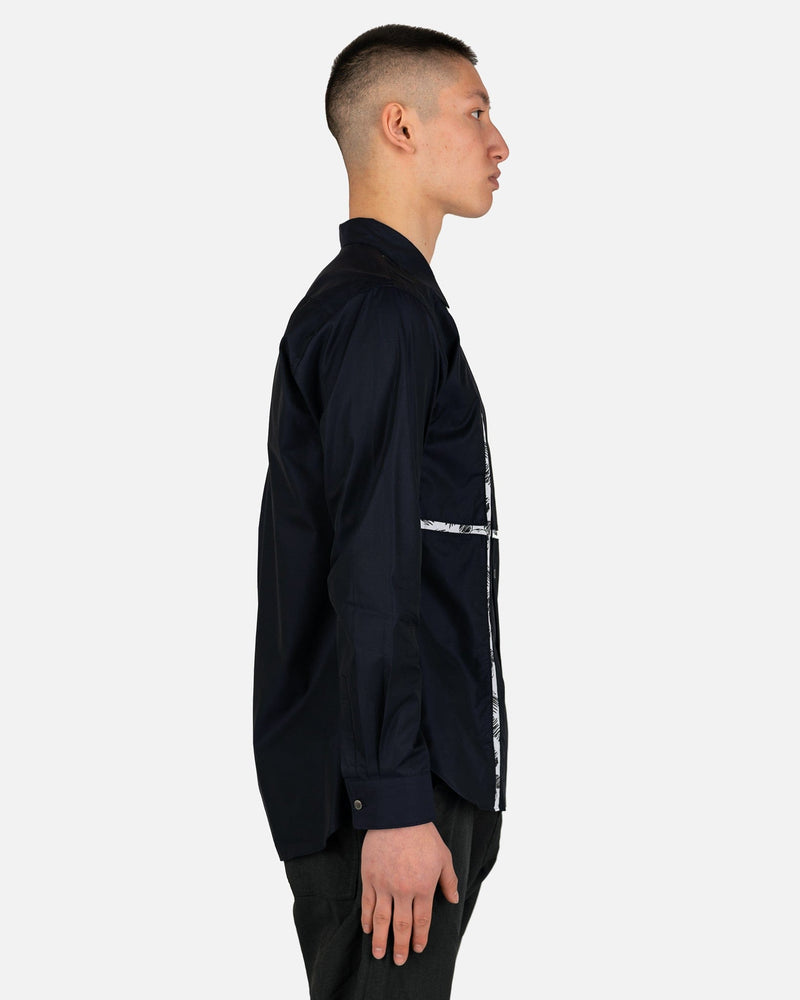 Comme des Garcons Homme Deux Men's Shirts Mickey Mouse Paneled Button-Up in Navy