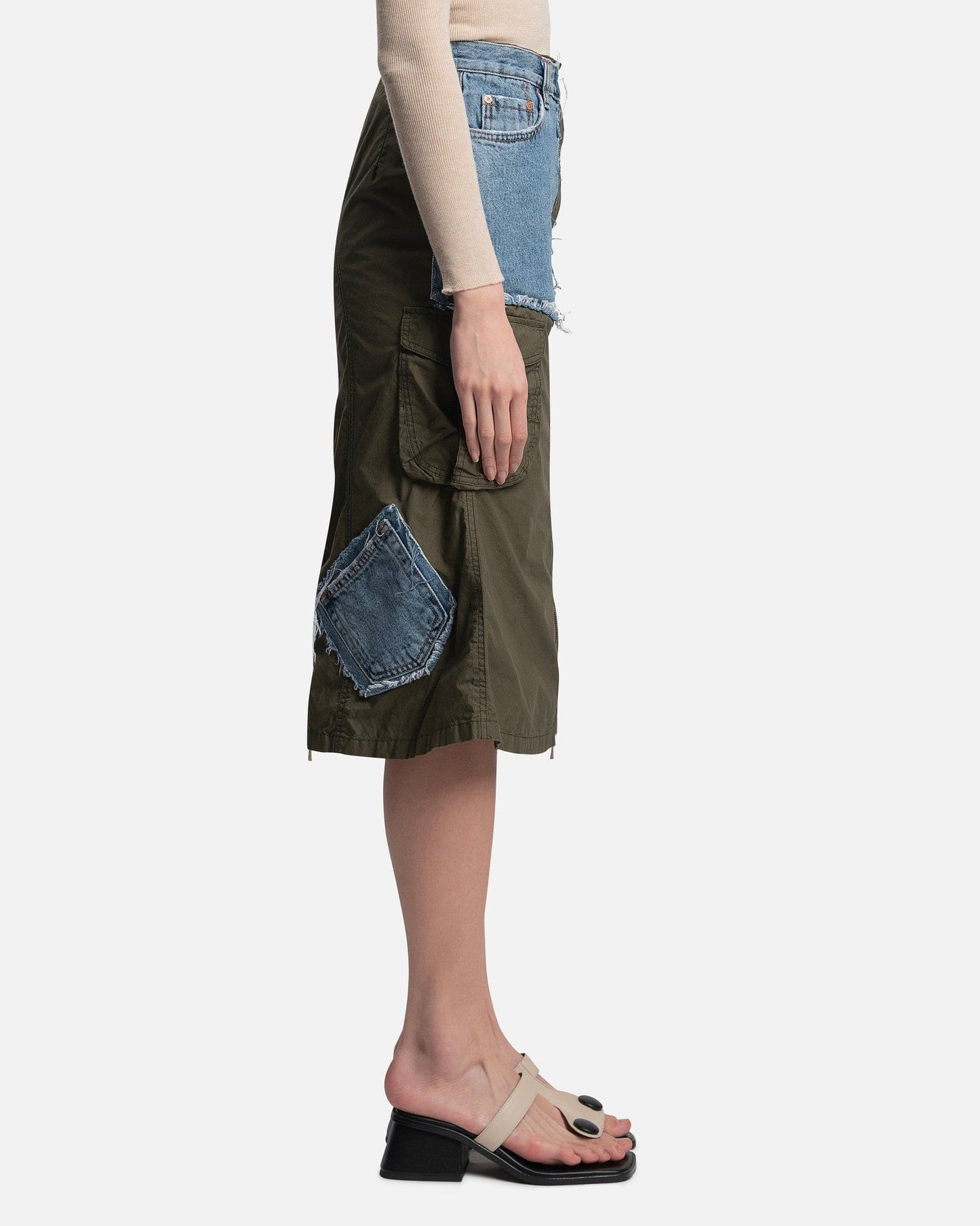 Andersson Bell Women Skirts Military Denim Patch Skirts in Khaki