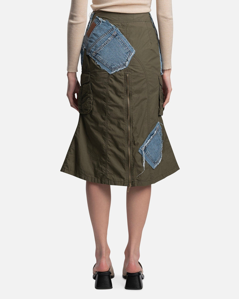 Andersson Bell Women Skirts Military Denim Patch Skirts in Khaki