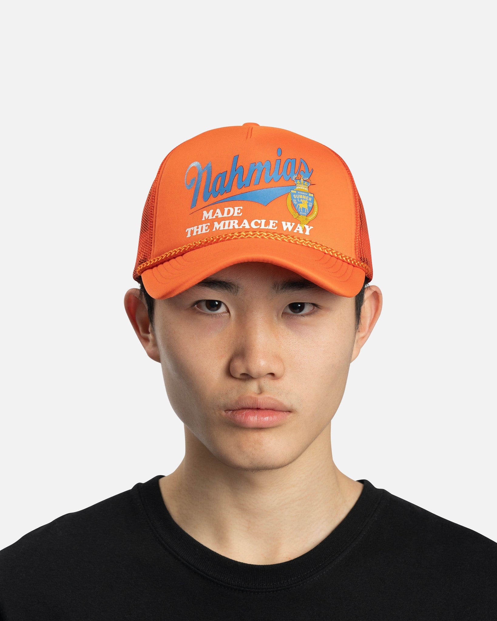 Nahmias Men's Hats Miller Way Foam Trucker Hat in Orange/Blue