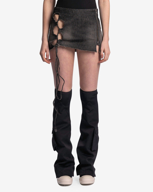 AVAVAV Women Skirts Mini Cutout Skirt in Black Stone Wash