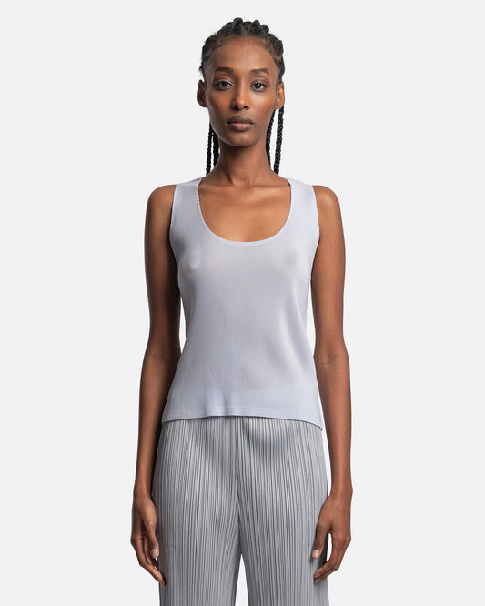 Pleats Please Issey Miyake Women Tops Mist Tank Top in Light Blue
