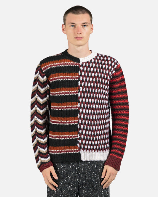Marni mens sweater Mixed Knit Crewneck in Wine
