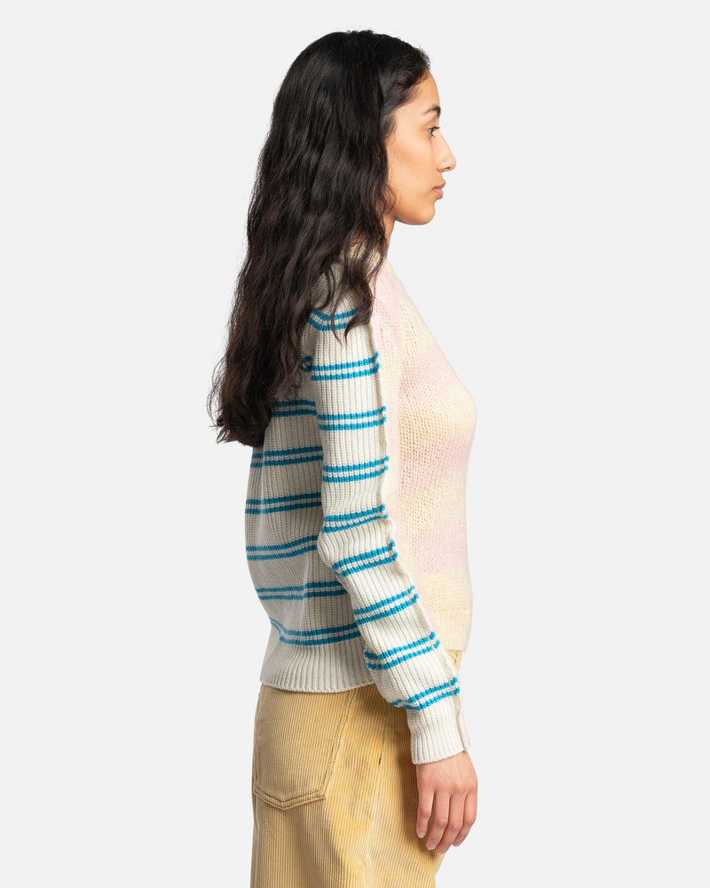 Marni Women Sweaters Mixed Stripe Wool Sweater in Endive