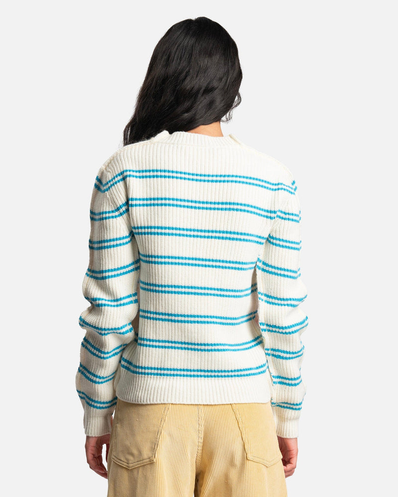 Marni Women Sweaters Mixed Stripe Wool Sweater in Endive