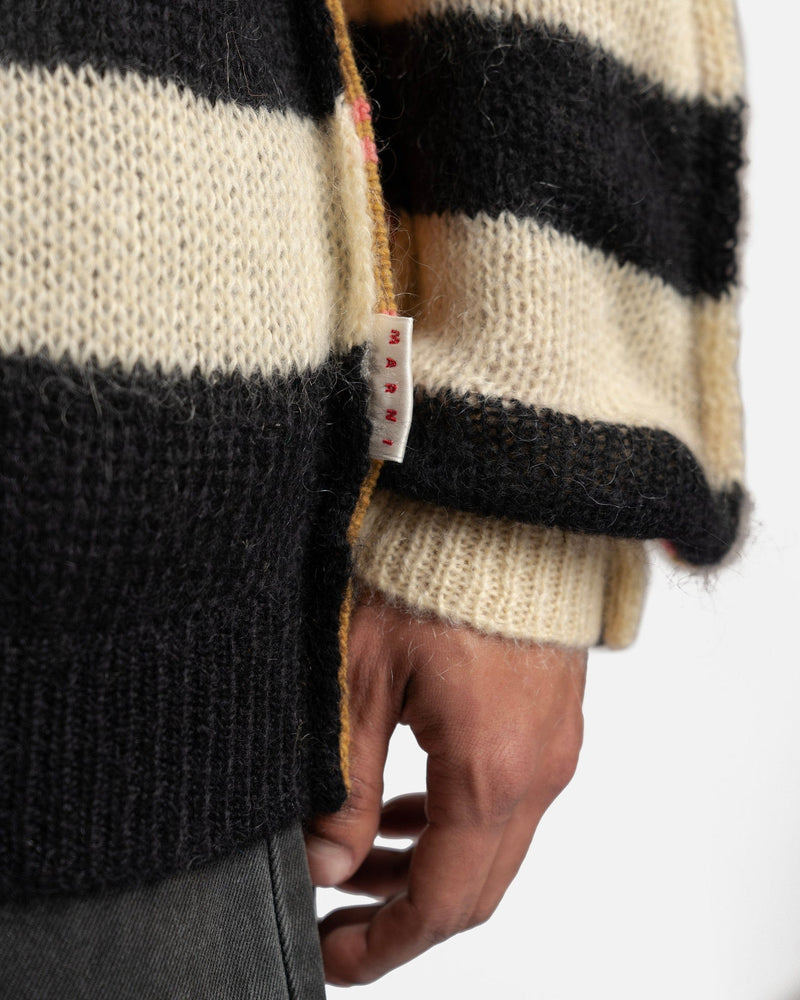 Marni Men's Sweater Mixed Striped Cardigan in Endive