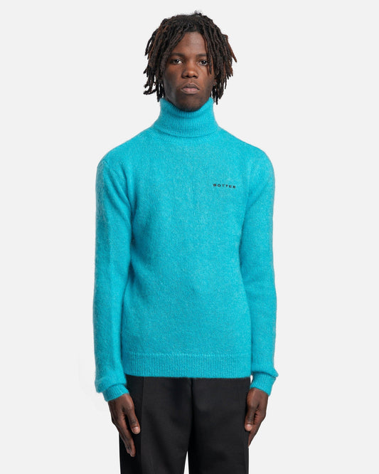 Botter Men's Sweater Mohair Knitted Sweater Turtleneck in Botter Blue