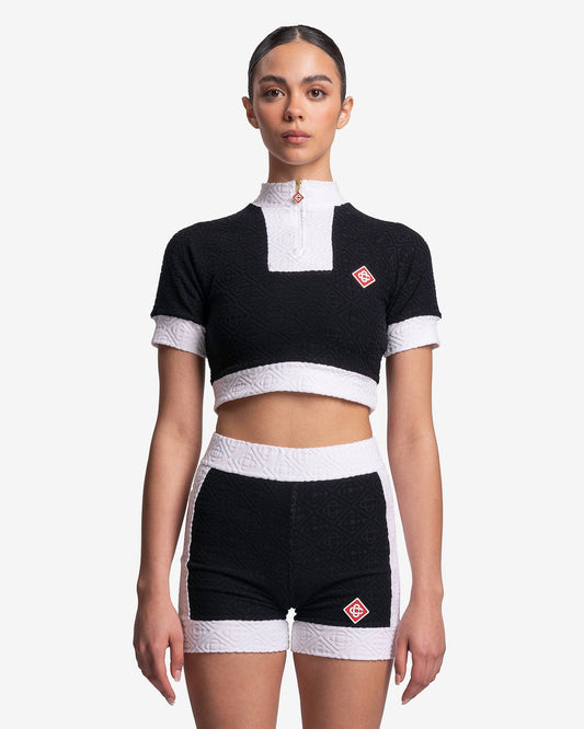Casablanca Women Tops Monogram 3D Textured Cropped Top in Black