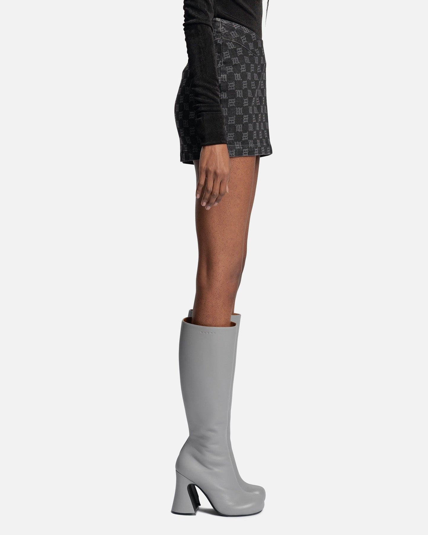 MISBHV Women Skirts Monogram Denim Mini Skirt in Black