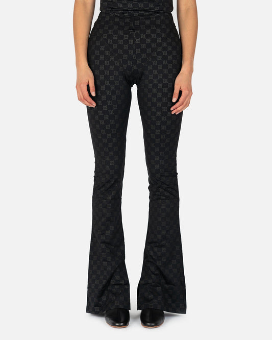 MISBHV Women Pants Monogram Flared Trousers in Black
