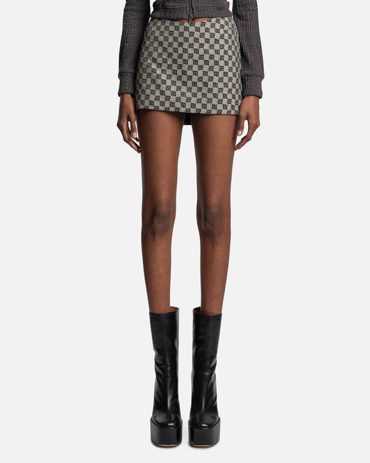 MISBHV Women Skirts Monogram Jacquard Low Waisted Skirt in Multicolor