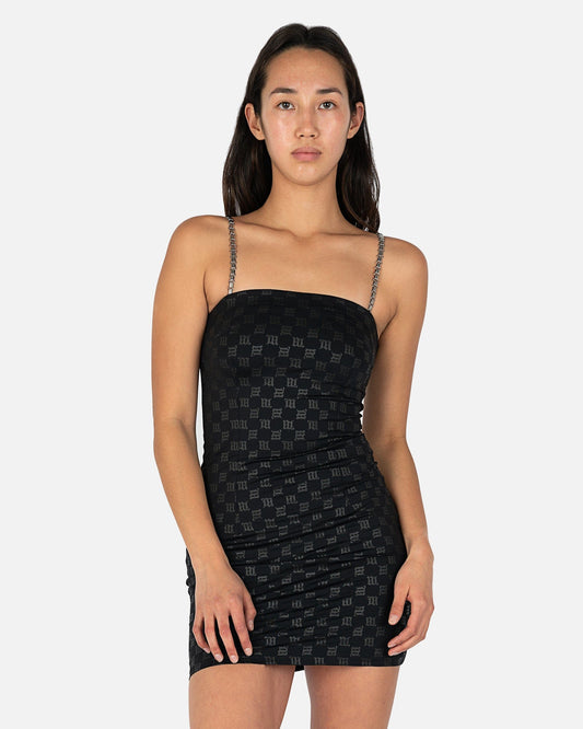 MISBHV Women Dresses Monogram Spaghetti Mini Dress in Black