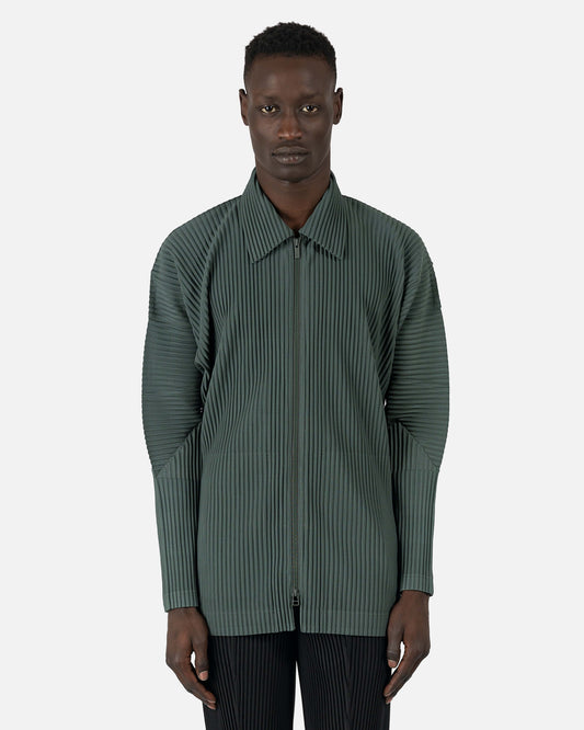 Homme Plissé Issey Miyake mens sweater Monthly Colors January Cardigan in Slate Green