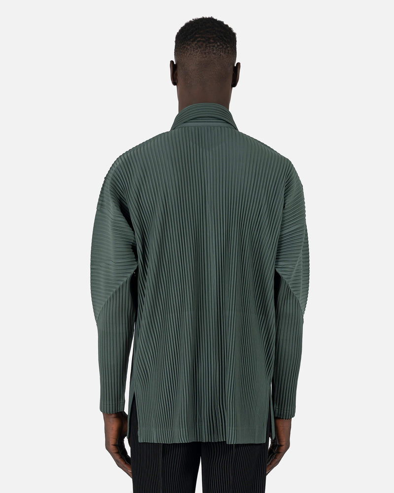 Homme Plissé Issey Miyake mens sweater Monthly Colors January Cardigan in Slate Green