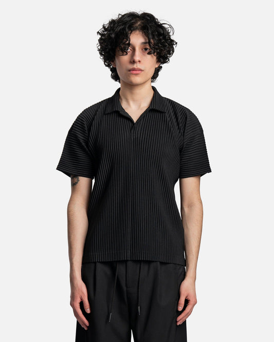 Homme Plissé Issey Miyake Men's Tops Monthly Colors Polo in Black