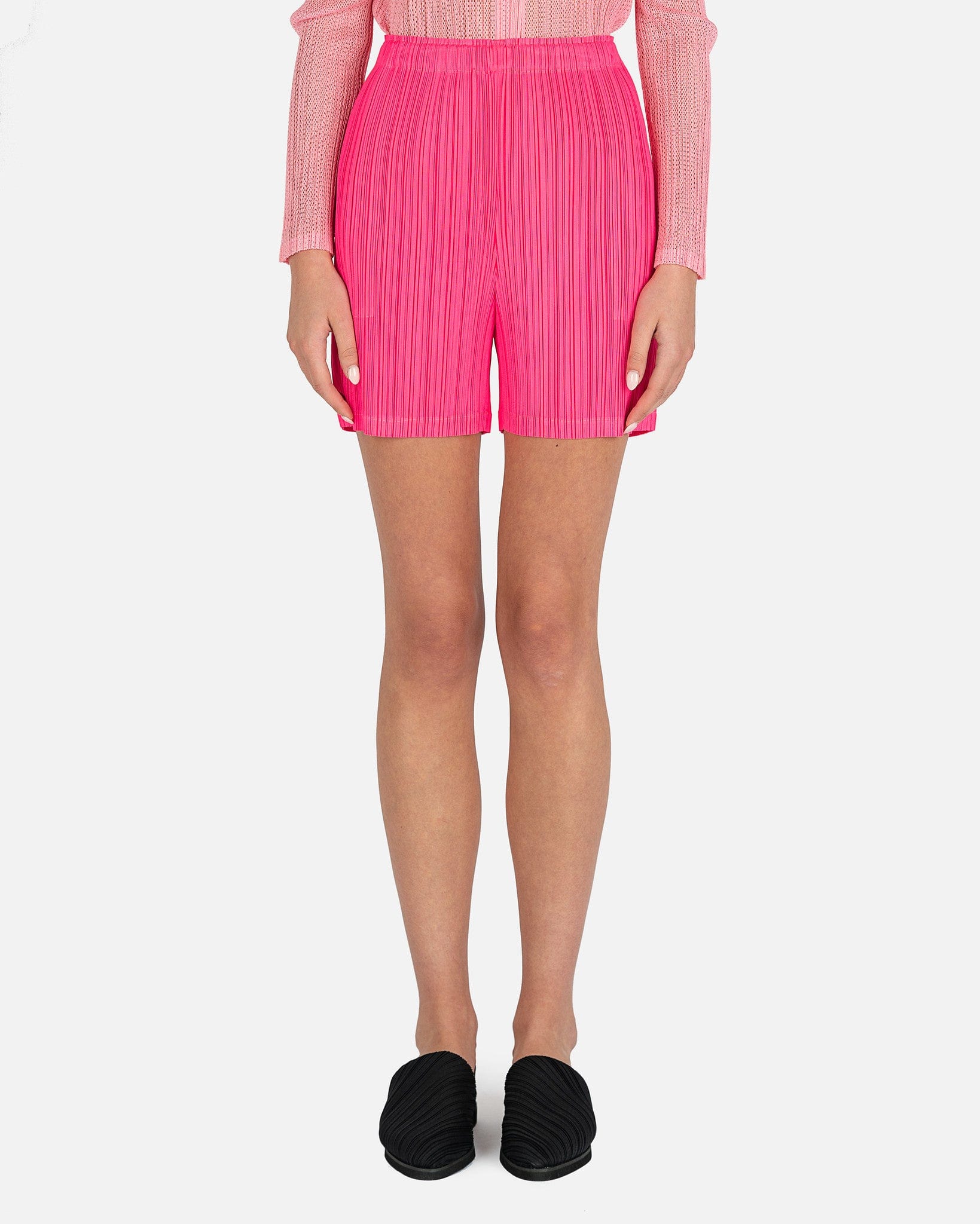 Pleats Please Issey Miyake Women Shorts Monthly Colors Shorts in Neon Pink