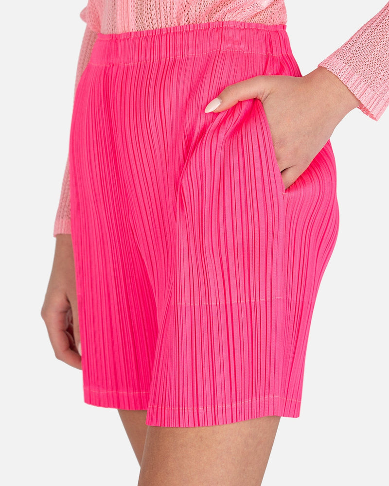 Pleats Please Issey Miyake Women Shorts Monthly Colors Shorts in Neon Pink