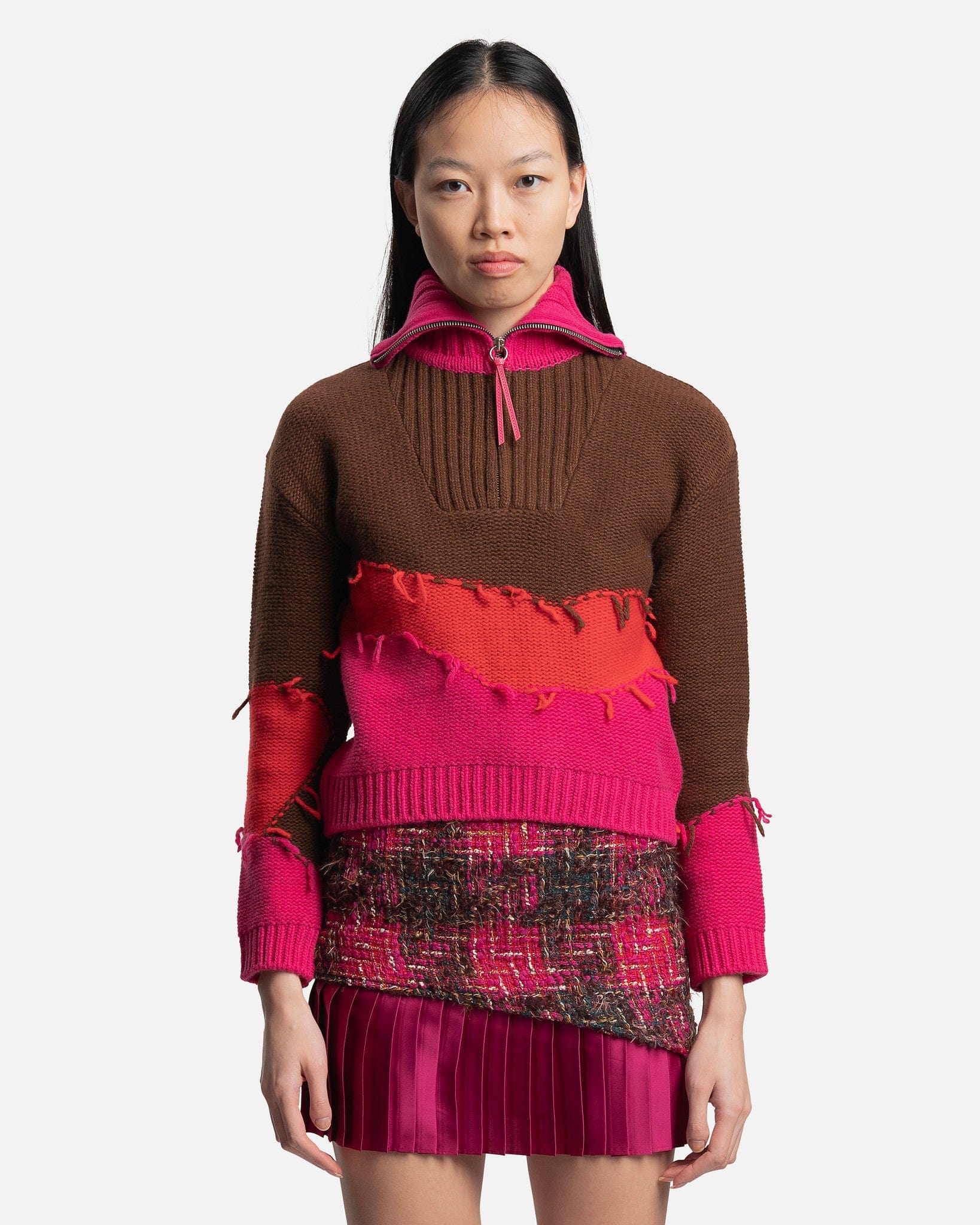 Andersson Bell Women Sweaters Mountain Half Zip Sweater in Brown