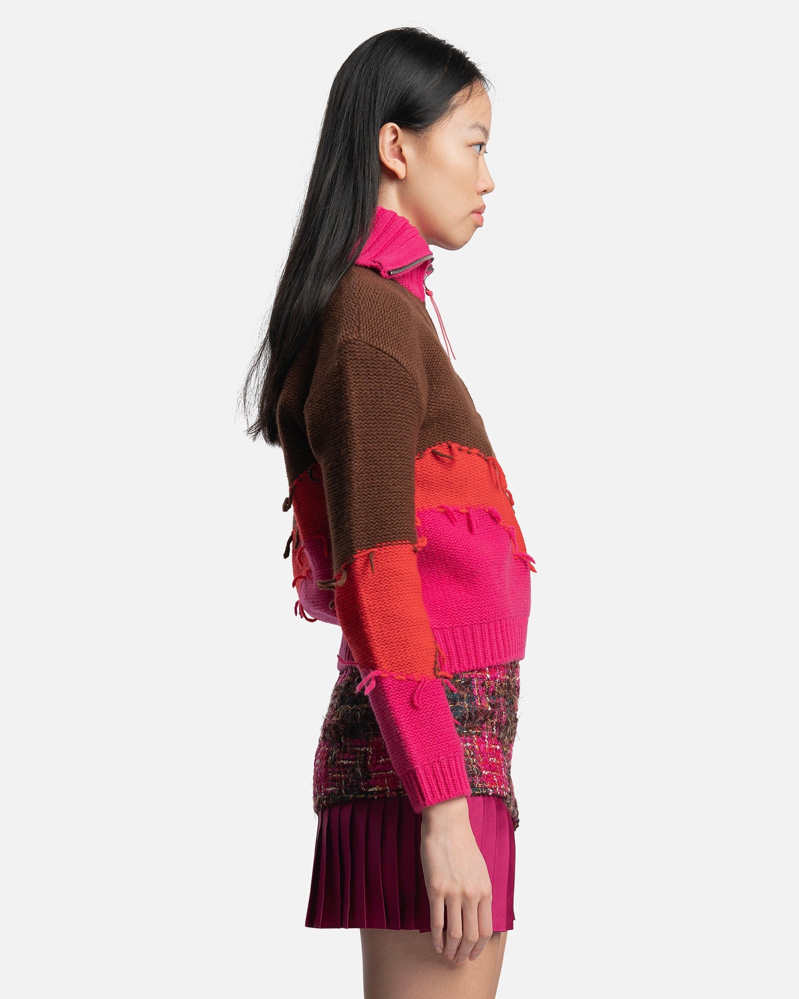 Andersson Bell Women Sweaters Mountain Half Zip Sweater in Brown