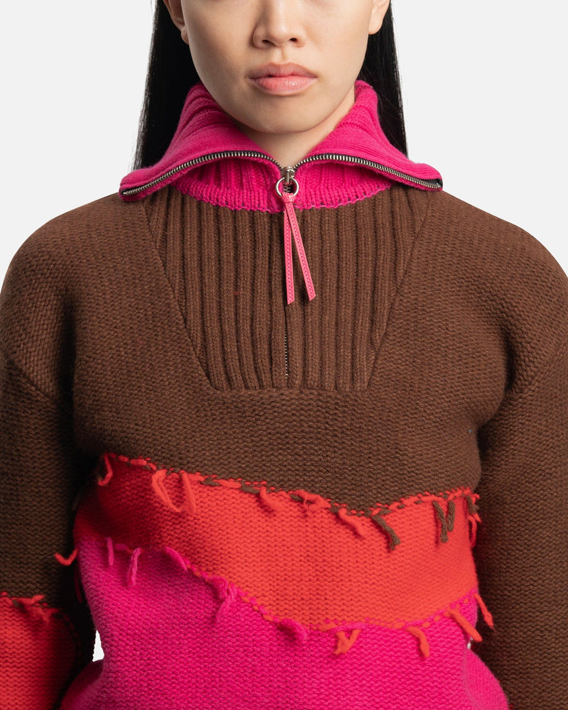 Andersson Bell Women Sweaters Mountain Half Zip Sweater in Brown