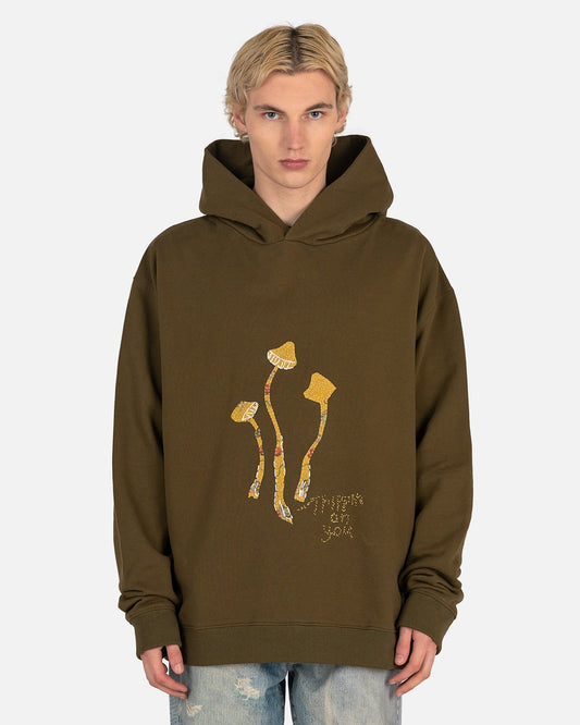 Maison Margiela Men's Sweatshirts Mushroom Embroidered Hoodie in Green