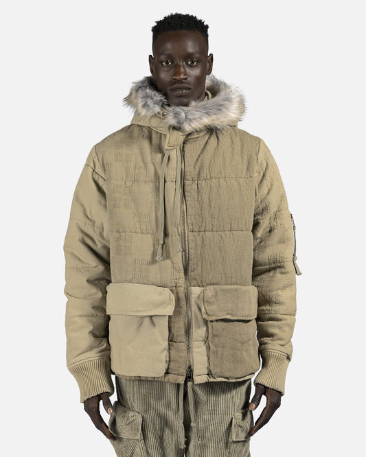 Greg Lauren Men's Jackets Naturally Dyed Retro Puffer in Sage