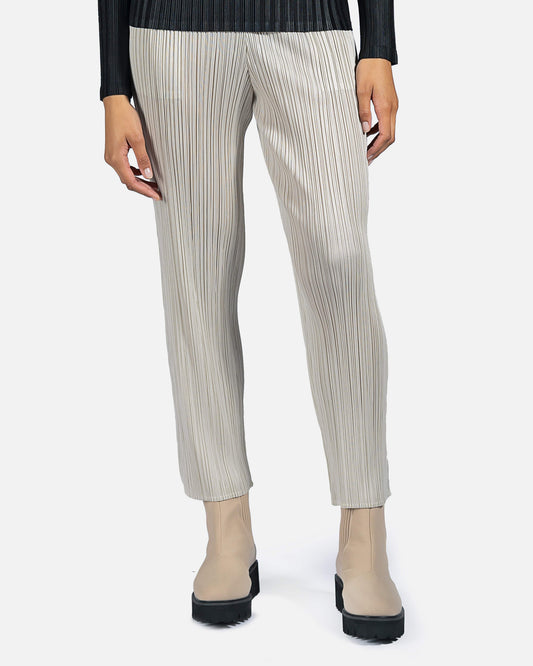 Pleats Please Issey Miyake Women Pants New Colorful Basics Pants 2 in Light Beige