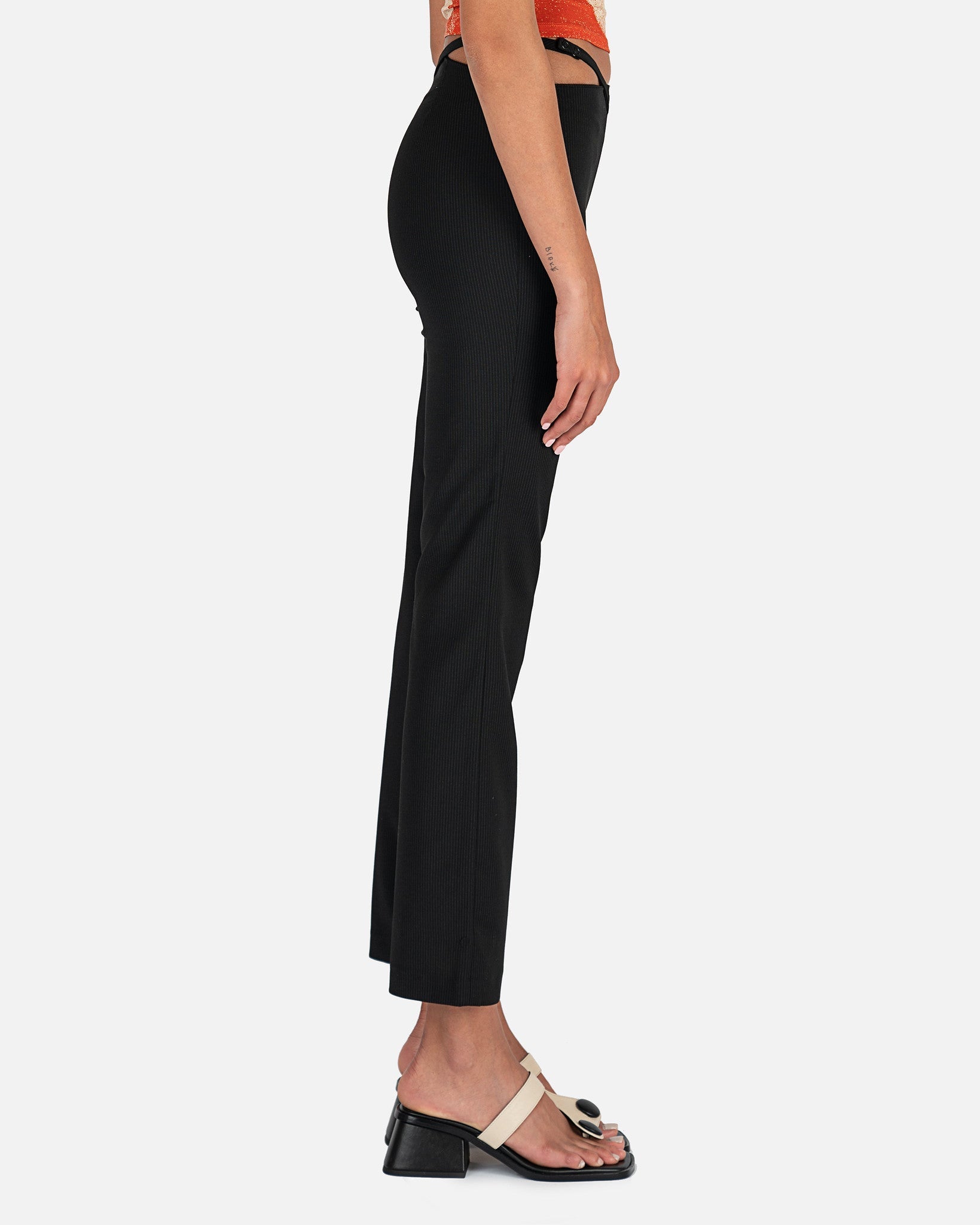 Nicos Straight Leg Pinstripe Pants in Black – SVRN