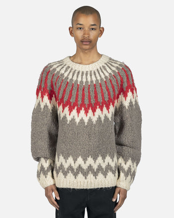 Andersson Bell mens sweater Nordic Crewneck Sweater in Grey/Red
