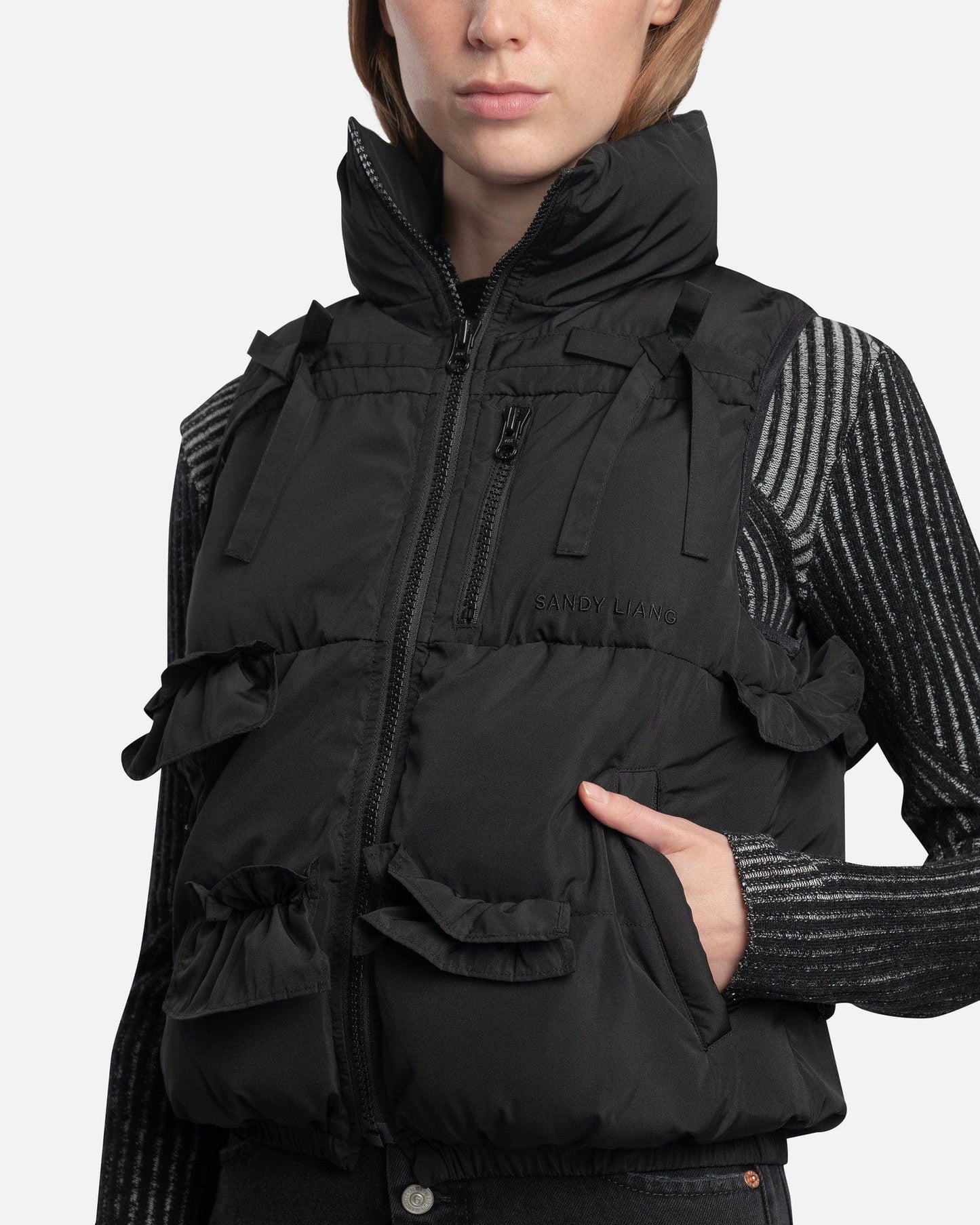 Sandy Liang Women Jackets Norfolk Vest in Black