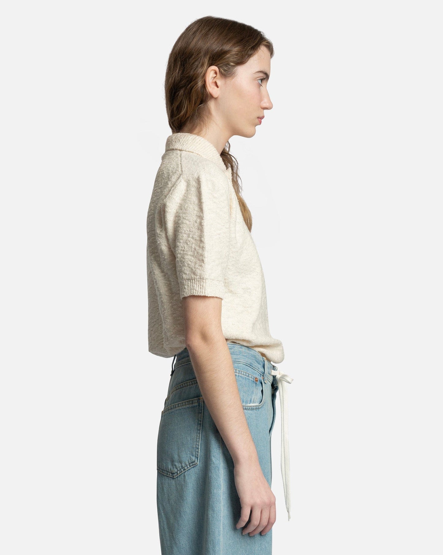 Maison Margiela Women Tops Nostalgic Boucle Polo in Cream