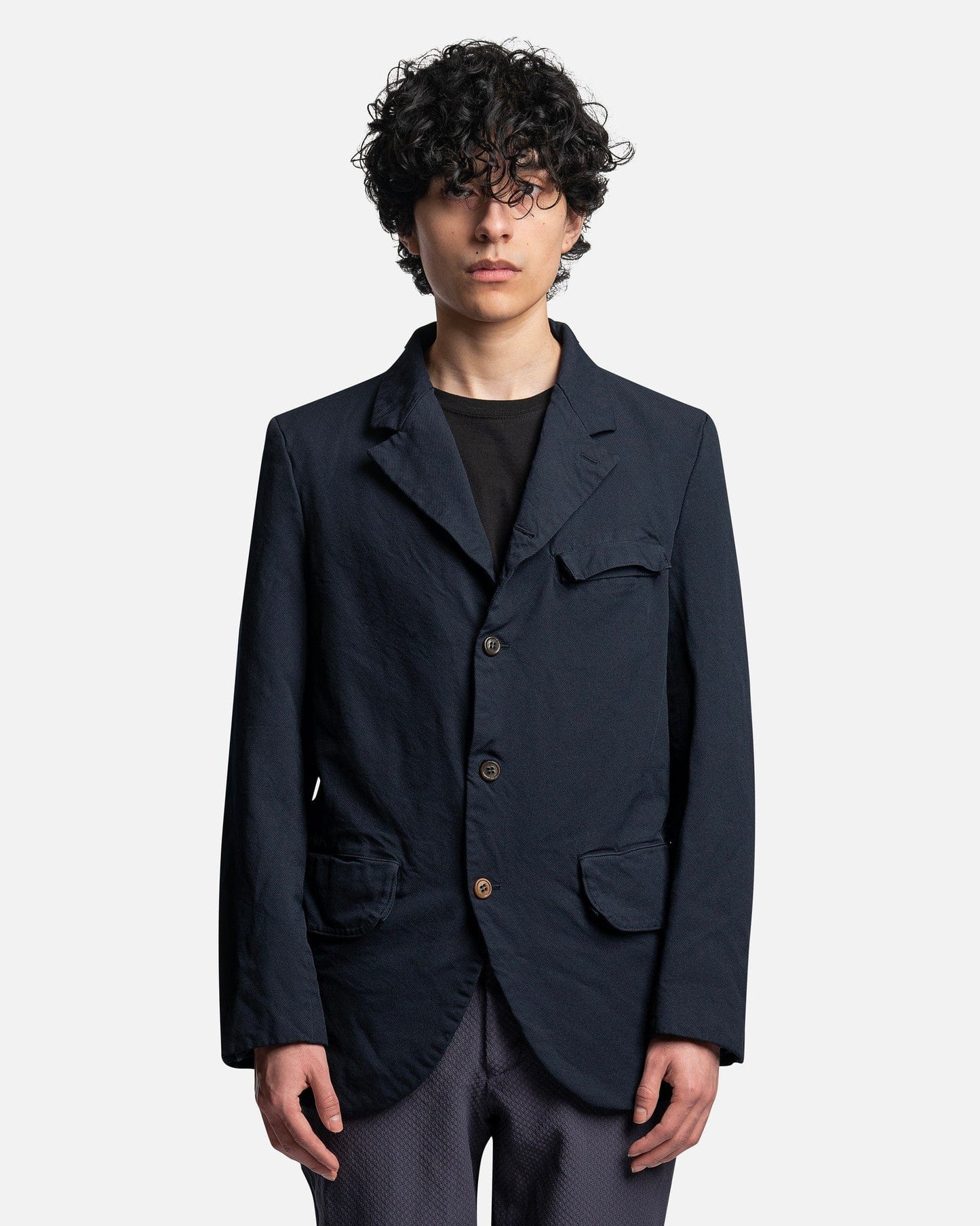 Comme des Garcons Homme Deux Men's Jackets Notched-Collar Single Breasted Blazer in Navy