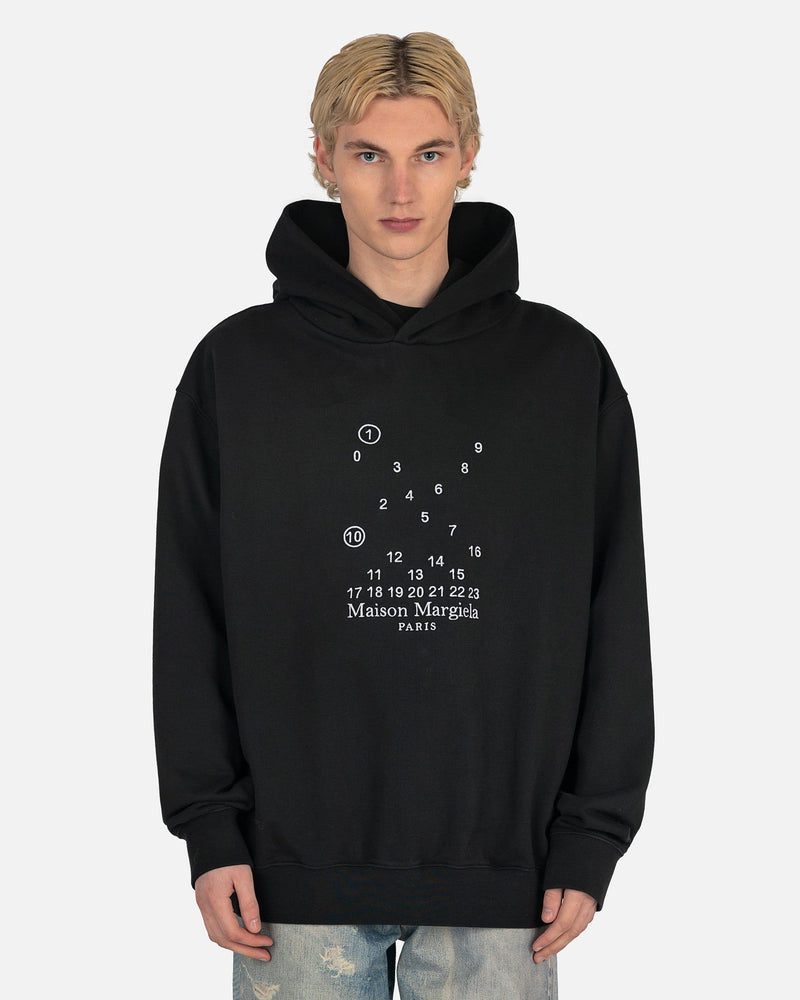 Numbers Logo Hooded Sweatshirt in Black