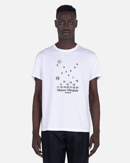 Maison Margiela Men's T-Shirts Numbers Logo T-Shirt in White