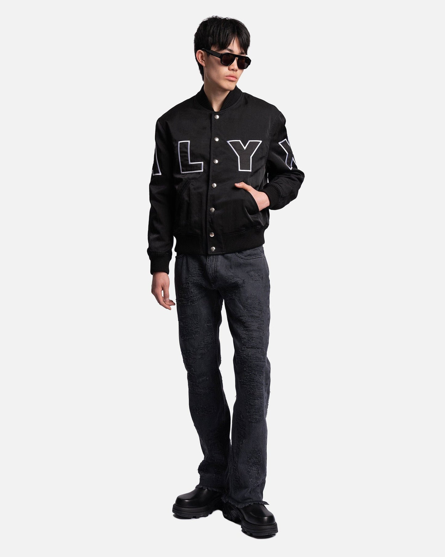 1017 ALYX 9SM Men's Jackets Nylon Logo Varsity Jacket in Black