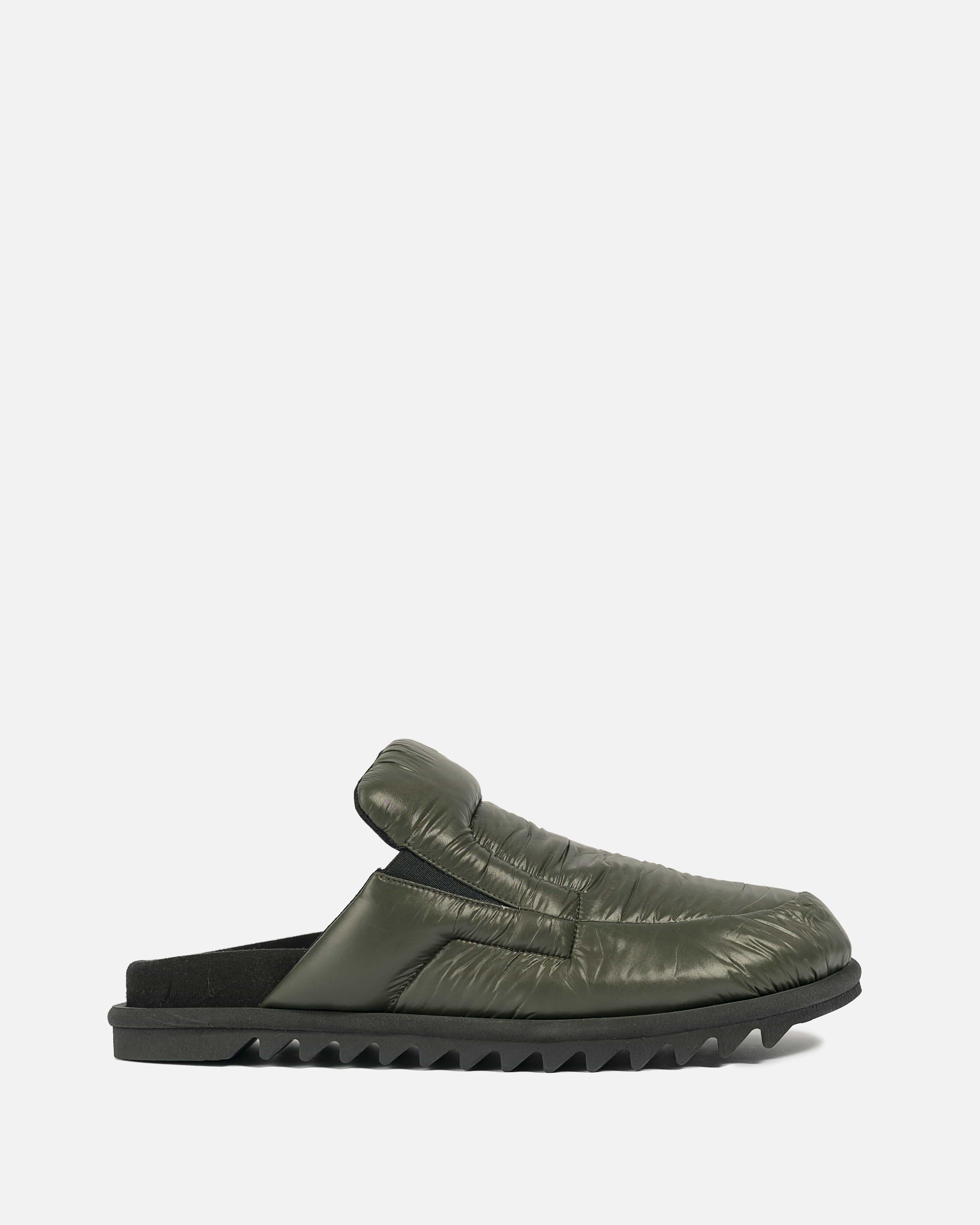 Nylon Padded Open Back Loafers in Green – SVRN