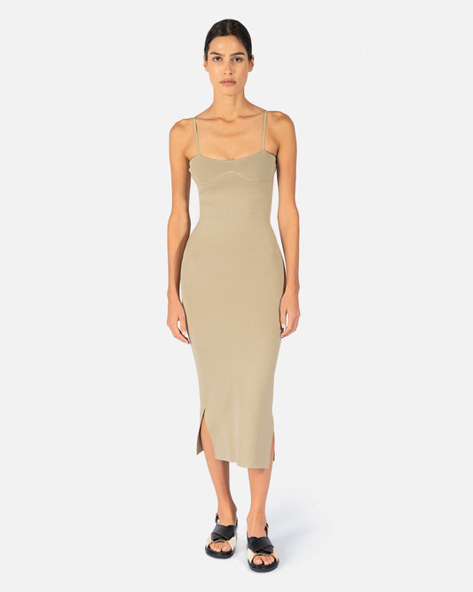Nanushka Women Dresses Nyoka Midi Length Knitted Dress in Pebble