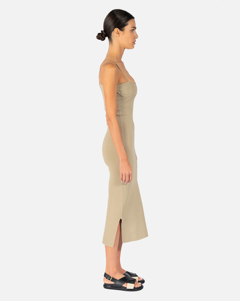 Nyoka Midi Length Knitted Dress in Pebble SVRN Nyoka Midi Length Knitted Dress in Pebble SVRN